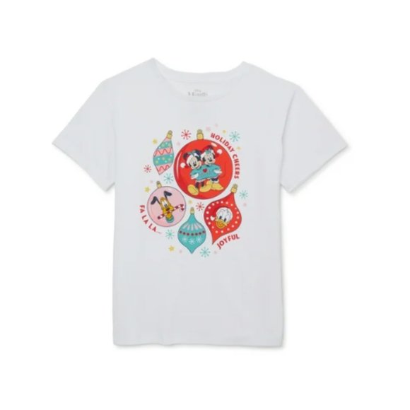 NWT Disney Girls Holiday Cheers Christmas Graphic T-Shirt Size Large - Picture 1 of 4